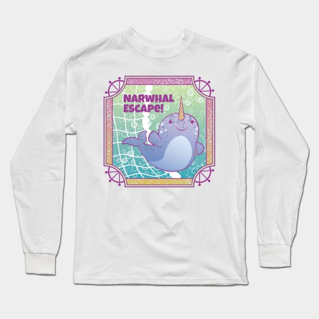 Narwhal Escape Long Sleeve T-Shirt by Sue Cervenka